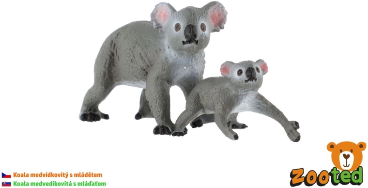 Koalafiguur met jong Zooted 13 cm - 1 stuk