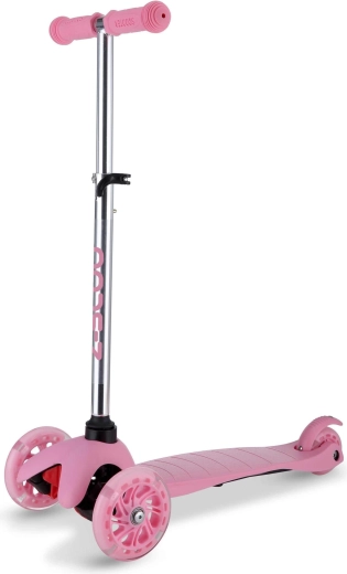 Roze driewielstep met LED-wielen
