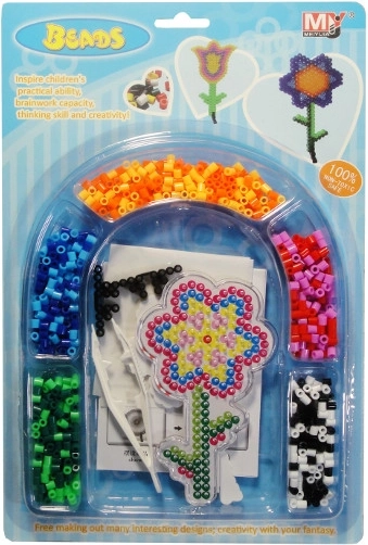 Kunststof kralen met bloemvormige sjabloon en pincet