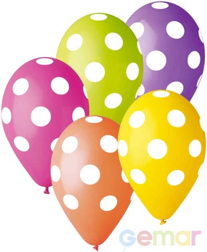 Gemar pastel latexen ballon met witte stippen 30 cm - 1 stuk