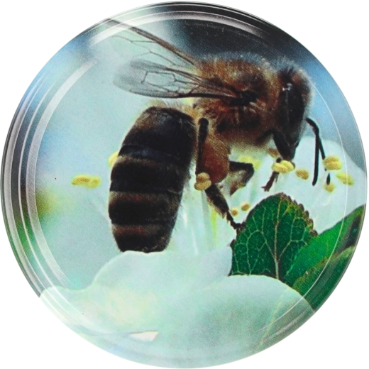 Set van metalen deksels 82 mm met motief van een bij op een bloem, 10 stuks