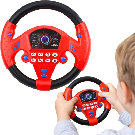Interactief kinder stuur met zuignappen en geluiden – rood