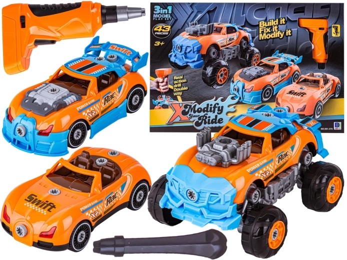 Demonteerbare en in elkaar te zetten auto 3-in-1 tuning met accu-schroevendraaier (monster truck) - 1 stuk