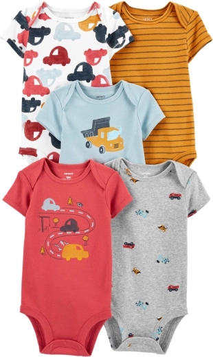 Carter's jongensrompers met korte mouw Cars, 5 stuks, maat 56 (NB)