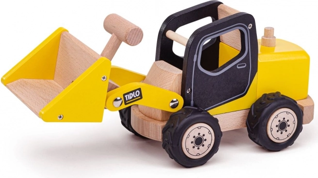Tidlo houten graafmachine geel