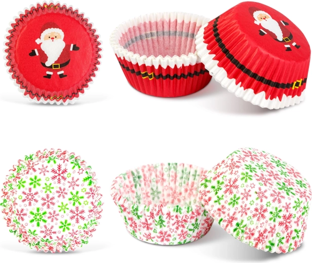 Kerstvormpjes voor muffins met Sinterklaas- en sneeuwvlokkenmotief, 40 stuks