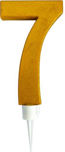 Taartkaars cijfer 7 goud 16 cm