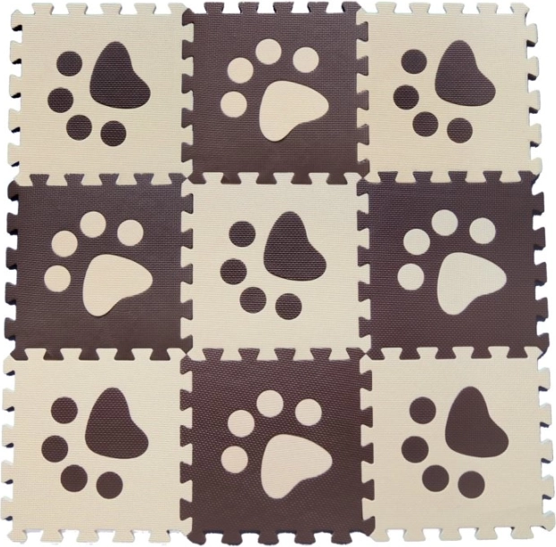 Schuimvloer-puzzel voor kinderen – bruine pootafdrukken 29,5 × 29,5 cm