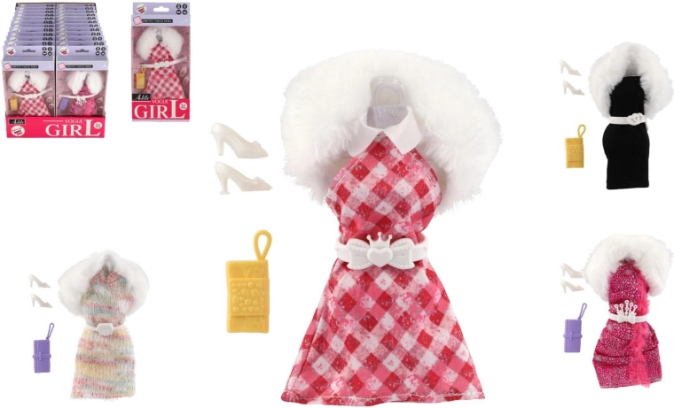 Jurken en accessoires voor poppen van 30 cm – mix van outfits in doosje