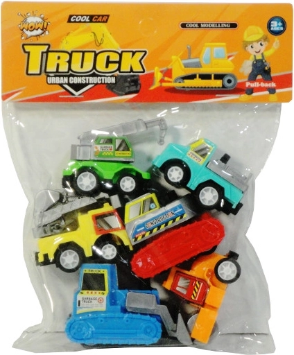 Bouwvoertuigen met pull-back aandrijving, 6 stuks