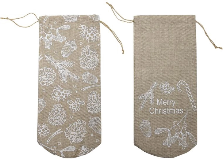 Cadeauzakje van jute 10 × 30 cm, grijs