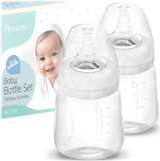 Set PP-babyflessen 180 ml 2 stuks NUKIDO met dynamische siliconen speen