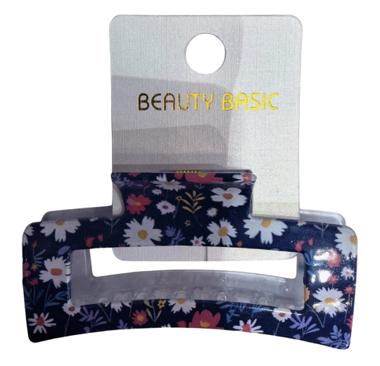 PINK elegante haarclip met bloemen donkerblauw - 1 stuk