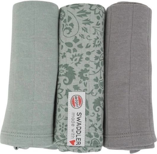 Lodger swaddler flower tribe 70 × 70 cm silt green (set van 3 stuks)