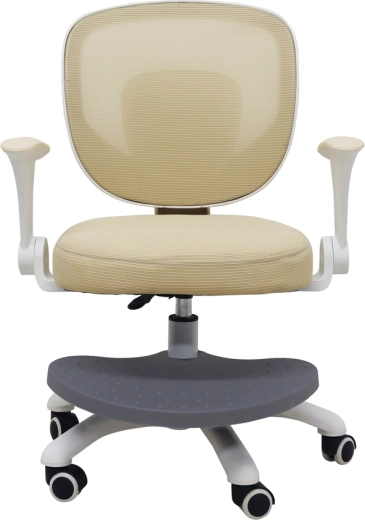 Draaibare kinderstoel voor bureau met verstelbare hoogte en voetsteun, beige