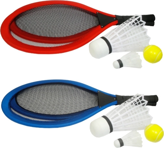 Kinder badmintonset – 2 grote rackets, grote en kleine shuttle, bal