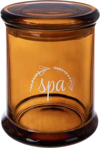 SPA-cosmeticapot van amberkleurig glas 330 ml met deksel
