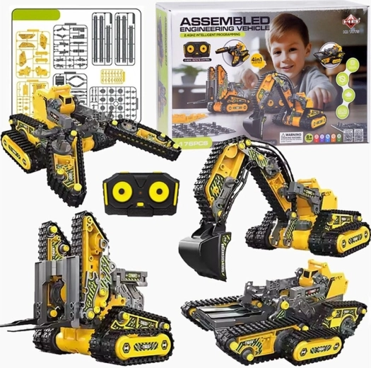 Constructiespeelgoed 4-in-1 RC bouwmachines 176 onderdelen - 1 stuk