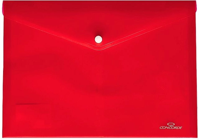 Documentenmappen met drukknoop A4 transparant rood CONCORDE