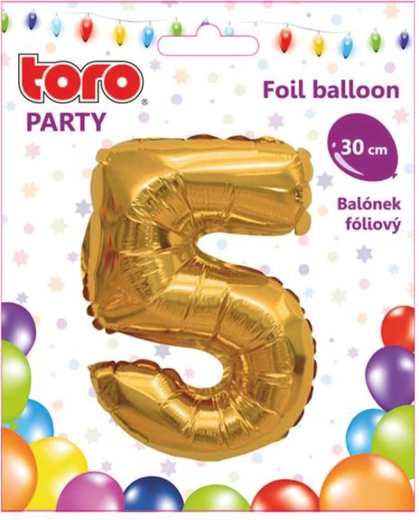 Folieballon cijfer 5 30 cm goud TORO