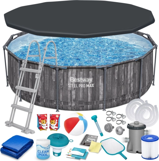 Tuinzwembad met stalen constructie 366 × 100 cm set 18-in-1 BESTWAY Steel Pro MAX