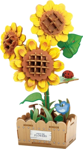 3D houten bouwpakket zonnebloem 21 cm - 1 stuk