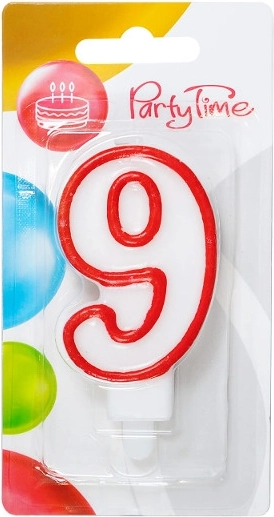 Verjaardagskaars cijfer 9 rood