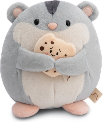 Nici MyMochi pluchen hamster Shai met koekje 16 cm in geschenkverpakking
