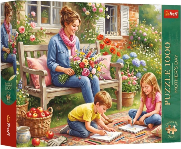 Puzzle Premium Plus familie in de tuin 1000 stukjes