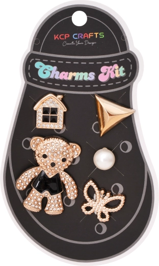 Set decoratieve accessoires voor slippers – glinsterend beertje en huisje - 1 stuk