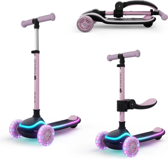 Kinderkraft Raket Up roze 2-in-1 step en loopfiets