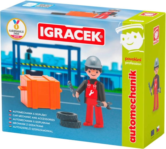 Efko Igráček beroep automonteur – scharnierende figuur met accessoires