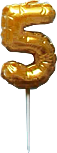 Taartkaars cijfer 5 goud prikker 6 cm