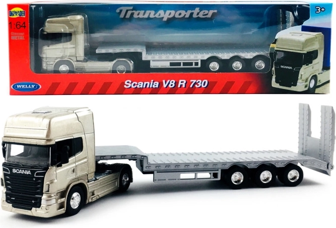 Welly vrachtwagen Scania 1:64 met oplegger