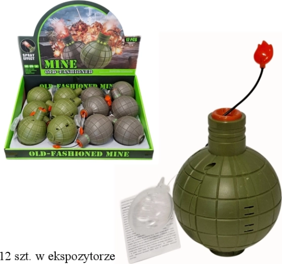 Militair speelgoedgranaat met veiligheidsring met rookeffect, licht en geluid - 1 stuk