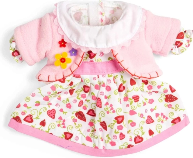 Bigjigs Toys jurkje met hartjes en roze jasje voor pop van 34 cm