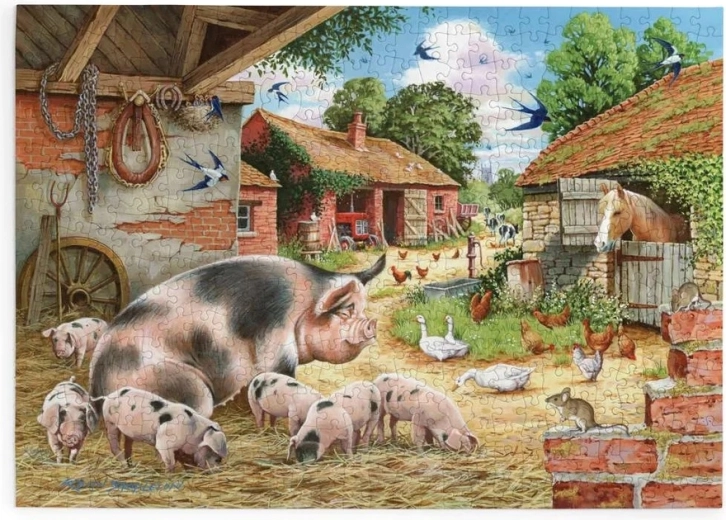 Puzzel Varkentjes op de boerderij met 500 extra grote stukjes