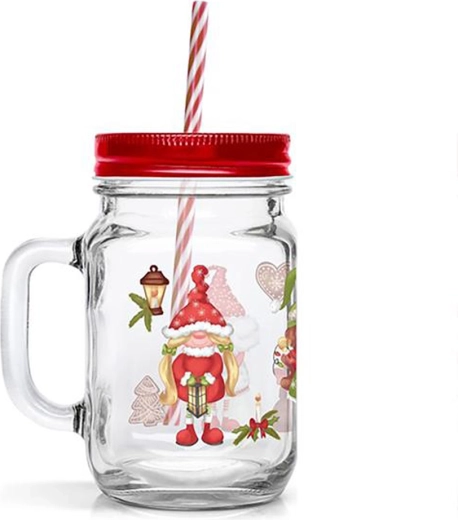 Glas met rietje TORO 450 ml met elfenmotief