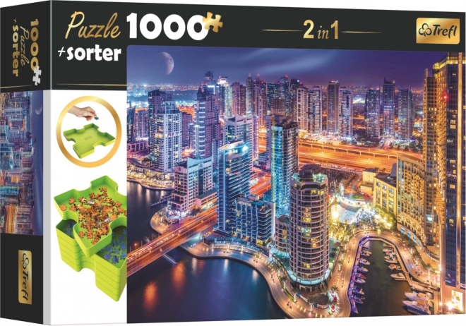Trefl puzzel met sorteervakjes 2-in-1 Nachtelijk Dubai 1000 stukjes