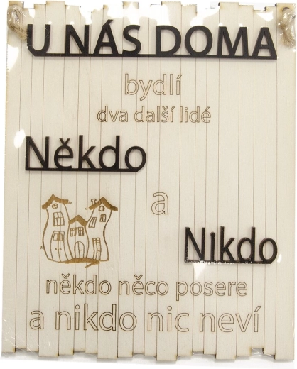 Houten decoratief bord „Iemand en niemand…“ 21 × 25 cm