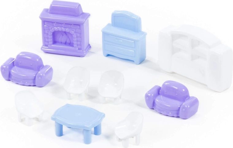 Poppenmeubels – set kleurrijke meubels 10-delig