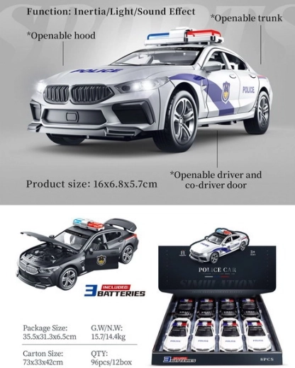 Politiewagen met licht en geluid 15 cm