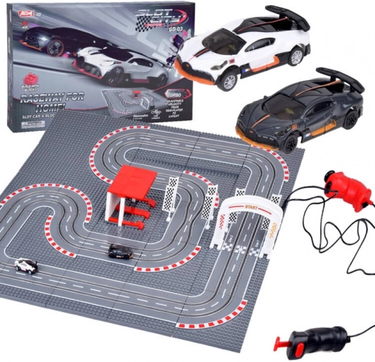 BUGATTI racebaan van bouwstenen met 2 auto’s met afstandsbediening