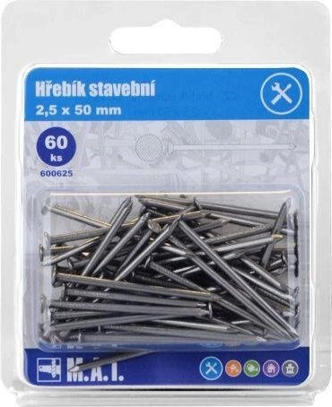 Bouwnagels 50 × 2,5 mm, 60 stuks