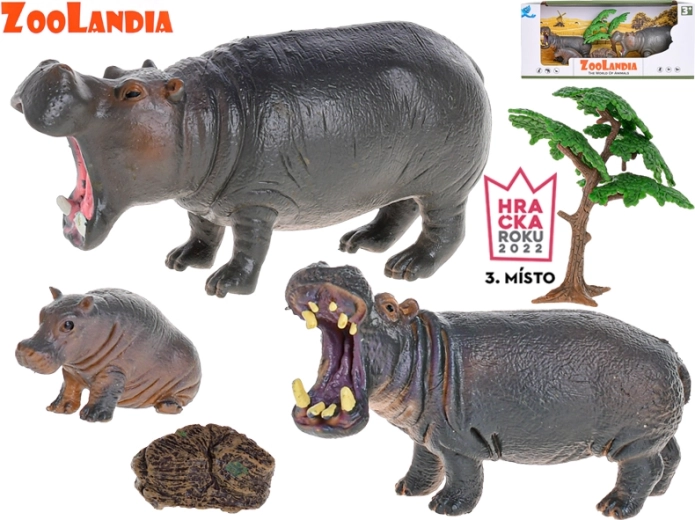 Zoolandia nijlpaard met jongen en accessoires – set figuren voor de dierentuin