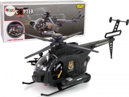 Militaire helikopter met vleugels en lichteffecten op batterijen