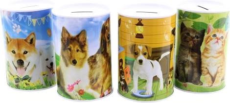 Metalen spaarpot Honden en katten 13,5 × 9 cm