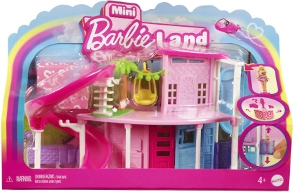 MATTEL mini BARBIE land poppenhuis met pop, huisdier, lift en zwembad