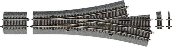 Roco Line drieweg asymmetrische wissel met ballastbed