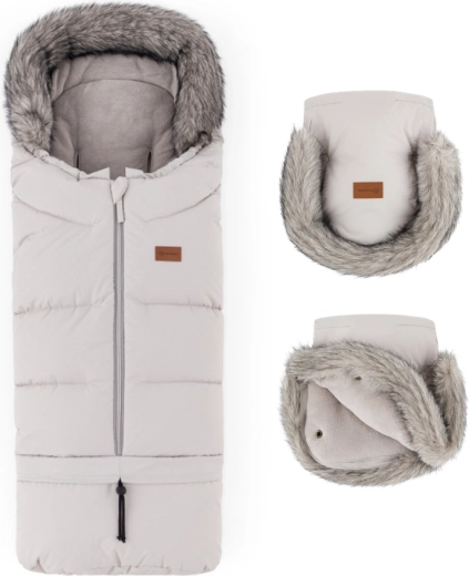 Petite&Mars winterset: voetenzak Arctic 4-in-1 + kinderwagenhandschoenen Furry, kleur champagne shower